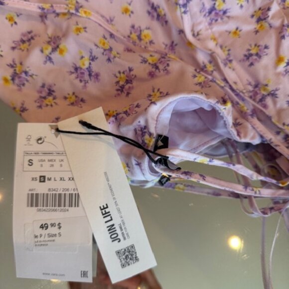 NWT Zara Lilac & Yellow Floral Halter Sundress - Women's Small - Picture 6 of 6